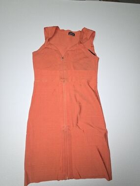bebe Orange Sleeveless Zip-Front Bandage Dress